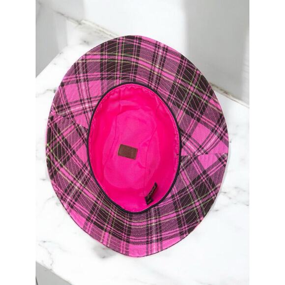 Y2K Coach Wool Plaid Fedora Hat Size M/L